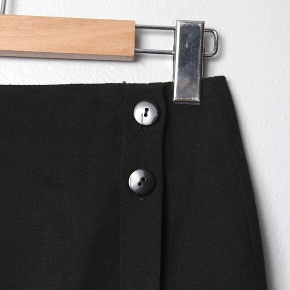 Vintage Jones New York Wool Wrap Skirt Business Evening Button Knee Length Black - Picture 6 of 8